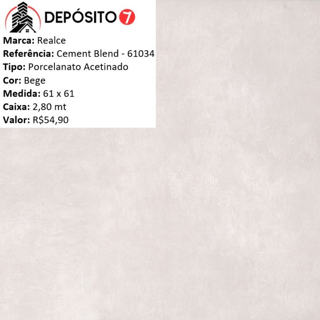 REALCE PORCELANATO RETIFICADO 61X61 CEMENT BLEND 61034 (CAIXA COM 1,87MT)